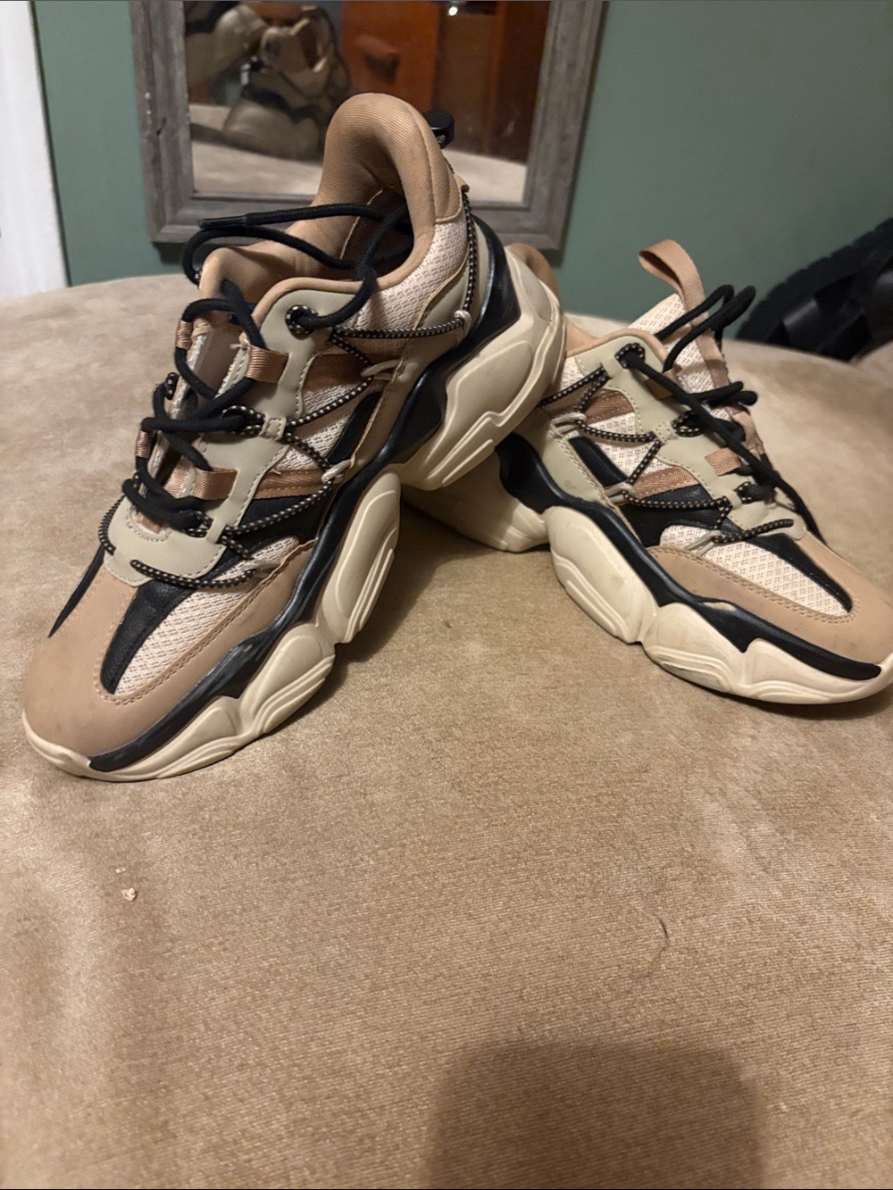 Steve Madden Women's Chunky Sneakers in Tan, Black and Cream